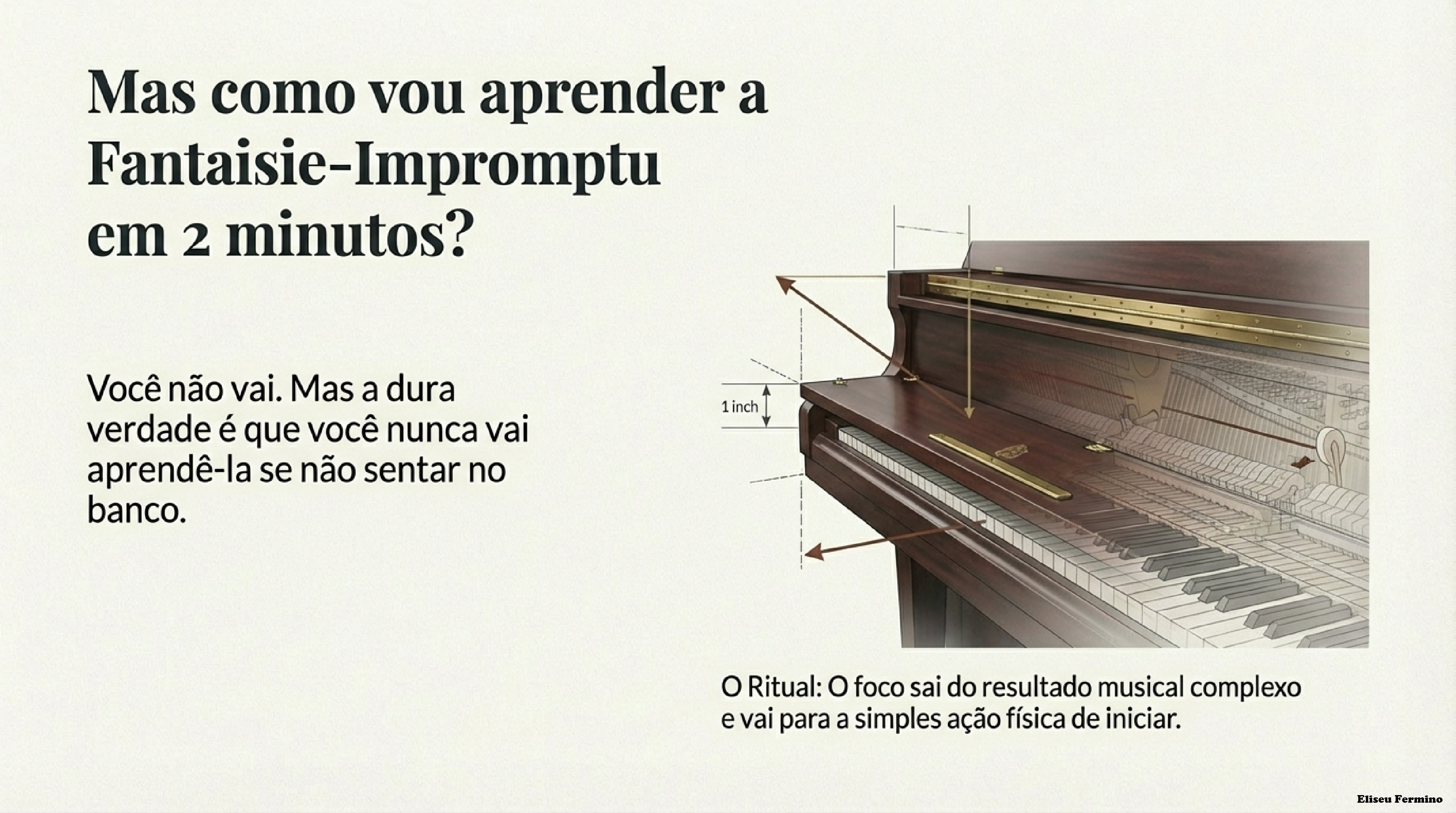 Imagem de um piano representando o ritual de sentar e começar